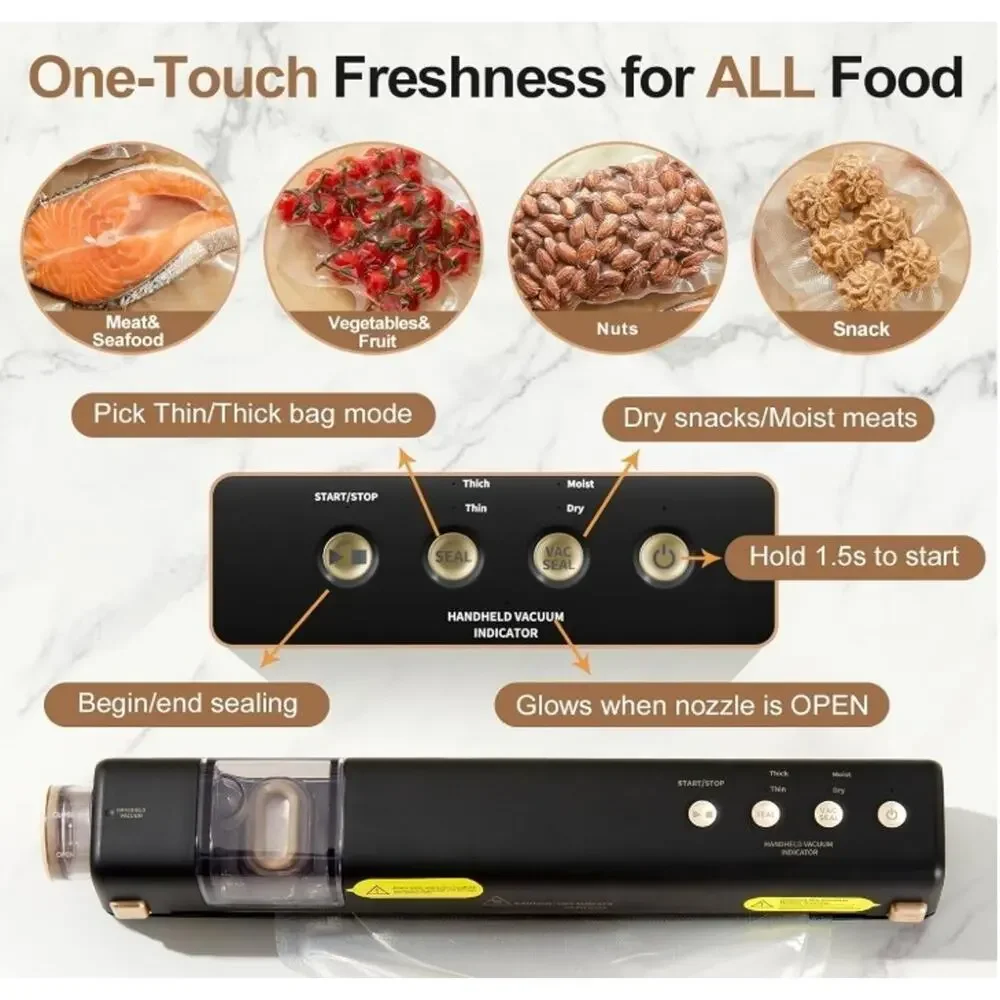 Vacuum Sealer with 40 Bags, 2 IN 1 Full Automatic Handheld and Countertop Sealer